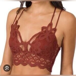 Free People Set of 2 Adella Boho Bralettes White And Copper Textured Tops